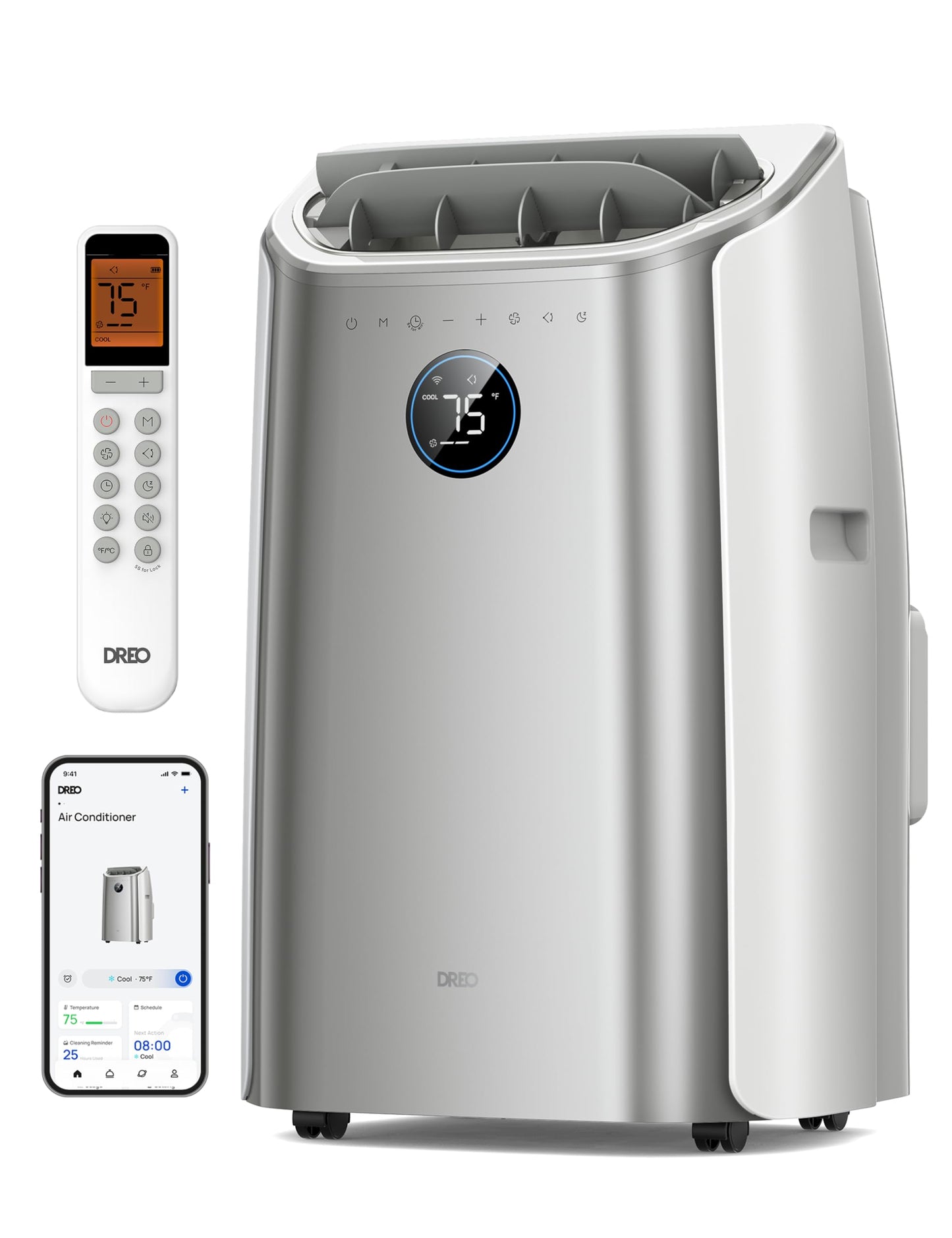 Dreo Portable Air Conditioners, 12,000 BTU AC Unit for Bedroom with Drainage-free Cooling, 46dB Quiet, APP/Voice/Remote, 24h Timer with Fan & Dehumidifier, Smart Air Conditioner for Room Indoors