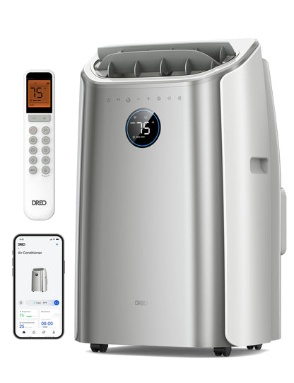 Dreo Portable Air Conditioners, 12,000 BTU AC Unit for Bedroom with Drainage-free Cooling, 46dB Quiet, APP/Voice/Remote, 24h Timer with Fan & Dehumidifier, Smart Air Conditioner for Room Indoors