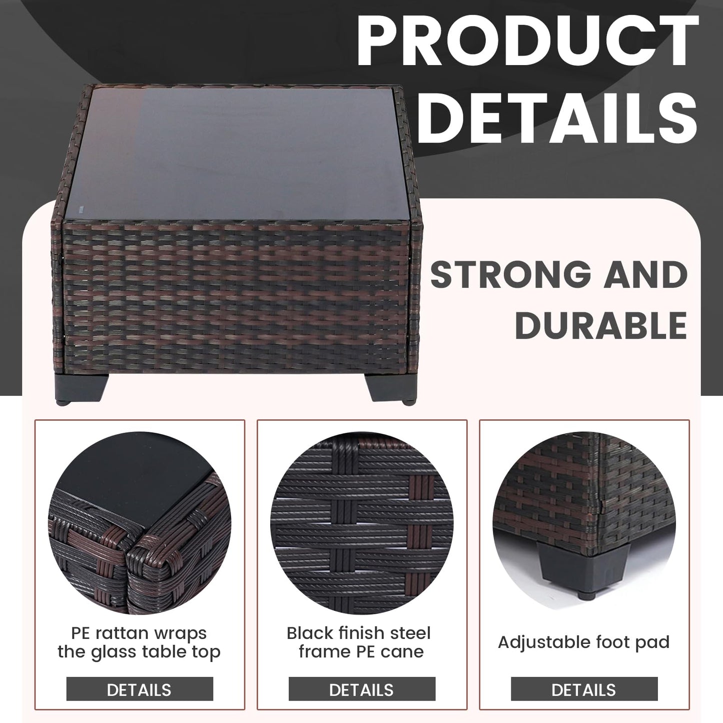 LEVELEVE 7 Pieces Outdoor Patio Furniture Sets,Rattan Conversation Sectional Set,Manual Weaving Wicker Patio Sofa with Tea Table