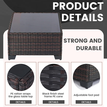 LEVELEVE 7 Pieces Outdoor Patio Furniture Sets,Rattan Conversation Sectional Set,Manual Weaving Wicker Patio Sofa with Tea Table