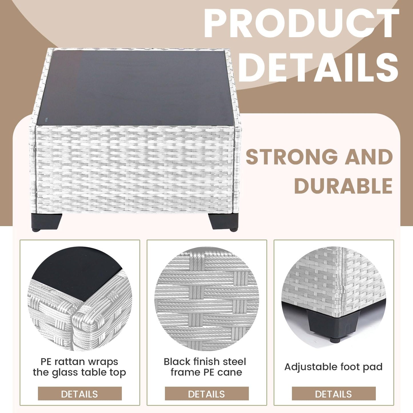 LEVELEVE 7 Pieces Outdoor Patio Furniture Sets,Rattan Conversation Sectional Set,Manual Weaving Wicker Patio Sofa with Tea Table