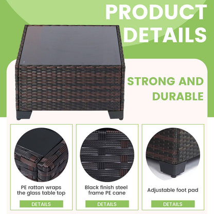 LEVELEVE 7 Pieces Outdoor Patio Furniture Sets,Rattan Conversation Sectional Set,Manual Weaving Wicker Patio Sofa with Tea Table