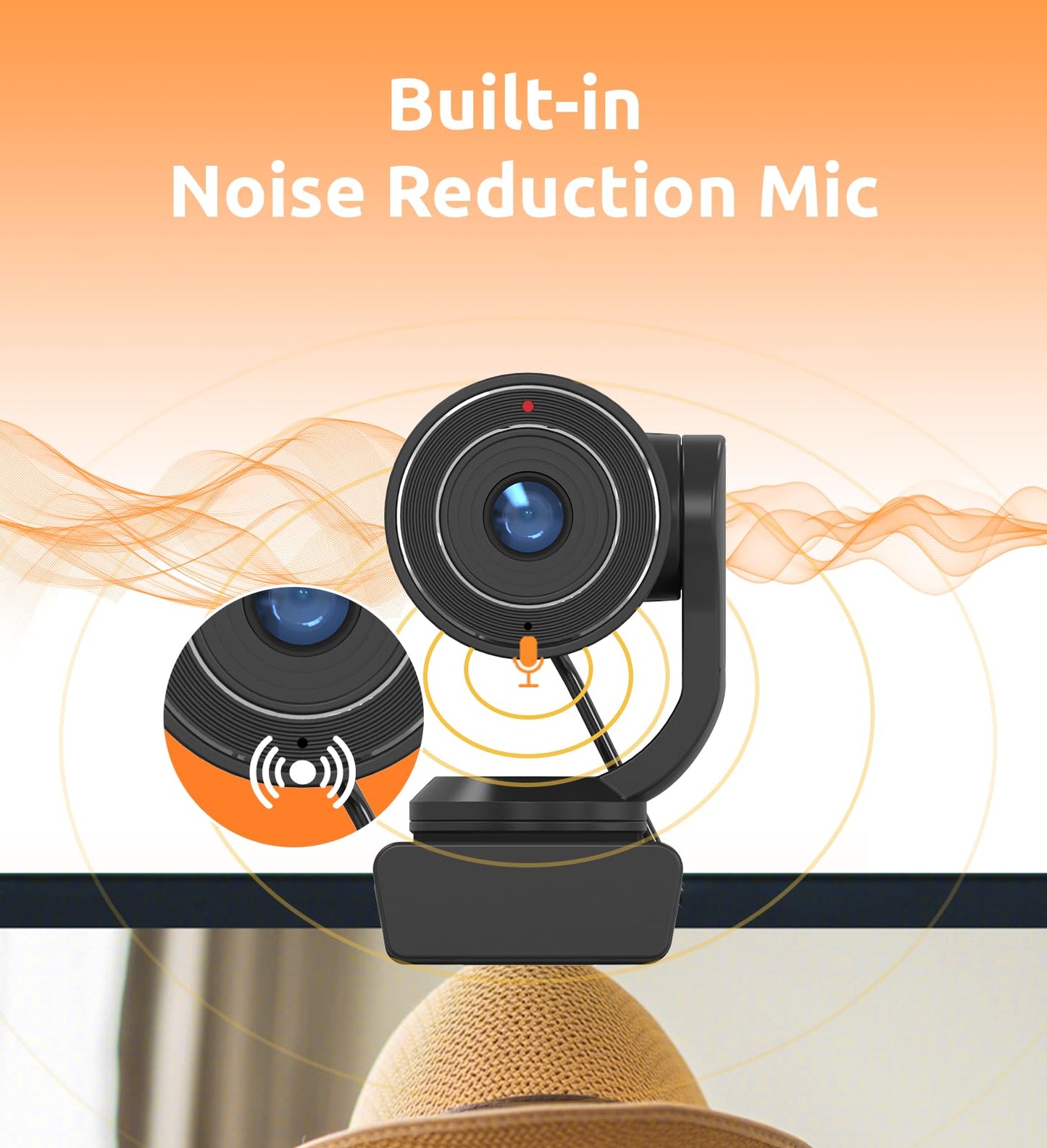 TOUCAN 1080P Webcam with Microphone, Noise-Canceling Mic, 90°FOV Computer Camera, Privacy Cover, Plug and Play USB Webcam for PC, Skype, Zoom, FaceTime, Laptop/MacBook/Tablet