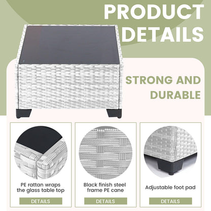 LEVELEVE 7 Pieces Outdoor Patio Furniture Sets,Rattan Conversation Sectional Set,Manual Weaving Wicker Patio Sofa with Tea Table