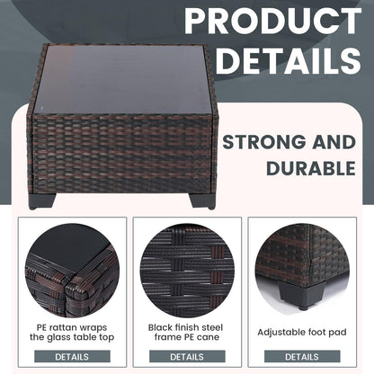 LEVELEVE 7 Pieces Outdoor Patio Furniture Sets,Rattan Conversation Sectional Set,Manual Weaving Wicker Patio Sofa with Tea Table