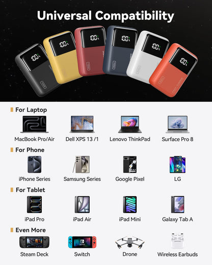 INIU Power Bank, 25000mAh 100W USB C Laptop Portable Charger, PD QC Fast Charging 3-Output Battery Pack, Travel Charger for Laptop MacBook iPad Tablet Steam Deck iPhone 16 15 14 Pro Samsung S22 etc