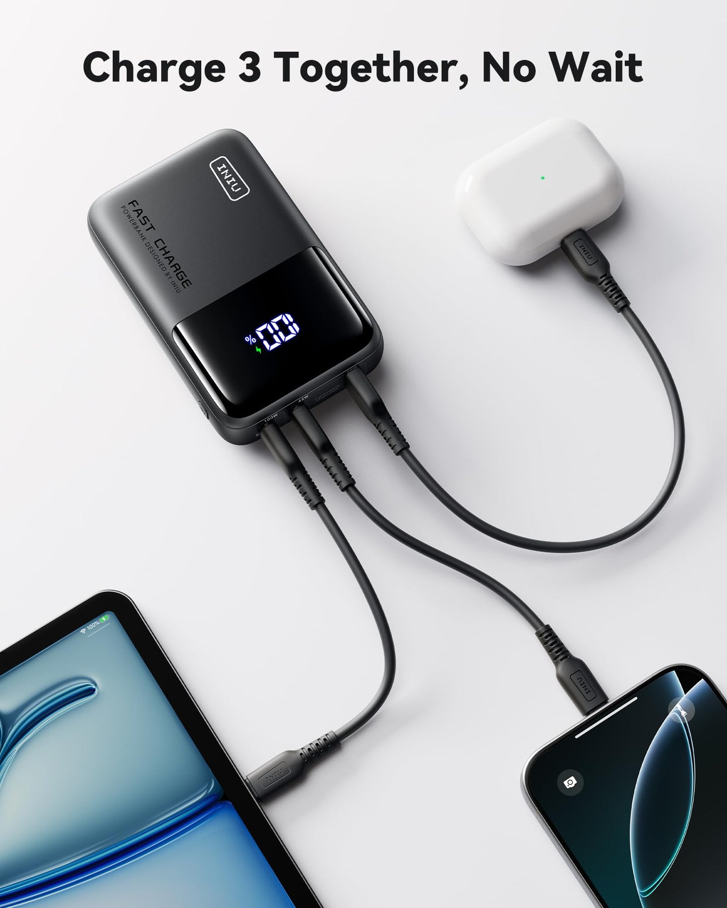 INIU Power Bank, 25000mAh 100W USB C Laptop Portable Charger, PD QC Fast Charging 3-Output Battery Pack, Travel Charger for Laptop MacBook iPad Tablet Steam Deck iPhone 16 15 14 Pro Samsung S22 etc