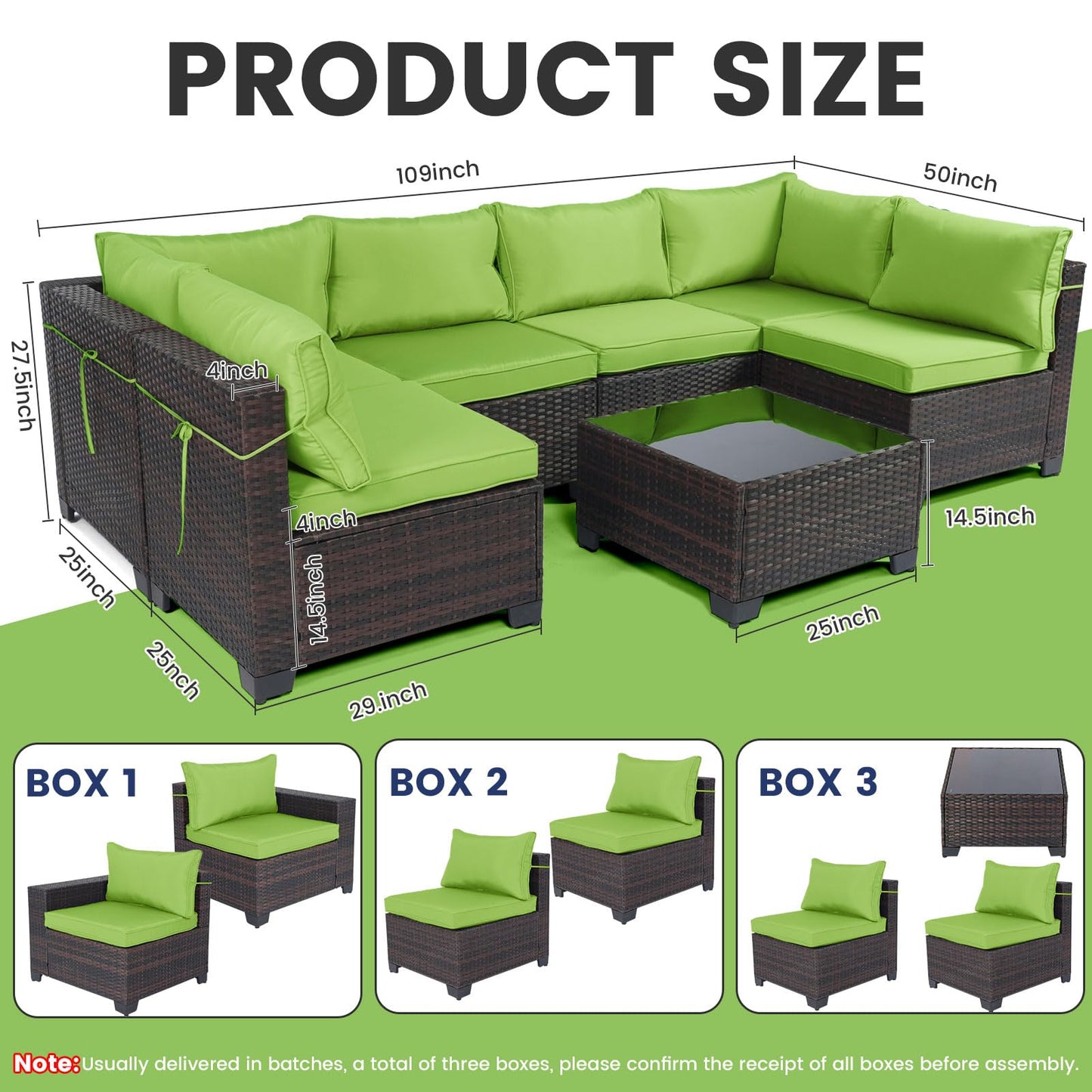 LEVELEVE 7 Pieces Outdoor Patio Furniture Sets,Rattan Conversation Sectional Set,Manual Weaving Wicker Patio Sofa with Tea Table