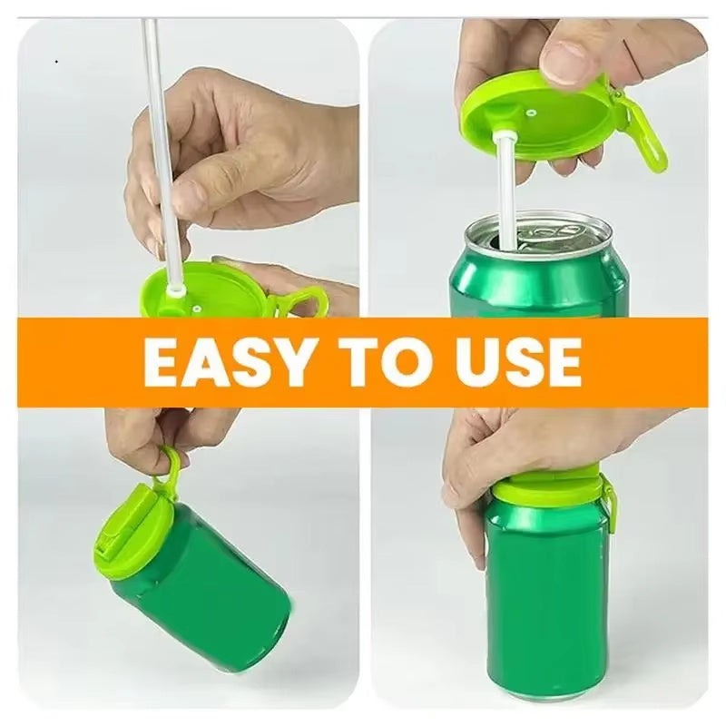 Reusable Soda Can Lid with Straw – Fits Standard Cola, Beer, Juice, and Beverage Cans | Spill-Proof Stopper Cap