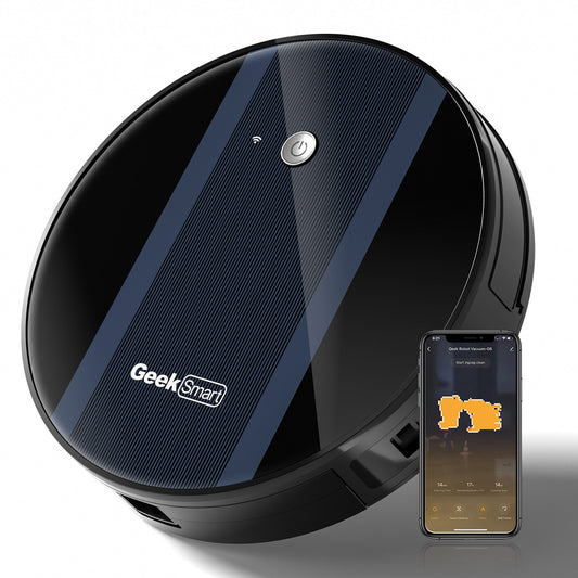 Geek Smart Robot Vacuum Cleaner G6 Plus – Ultra-Thin, 1800Pa Suction, Self-Charging, Wi-Fi Connectivity, App Control, Ideal for Hard Floors and Carpets