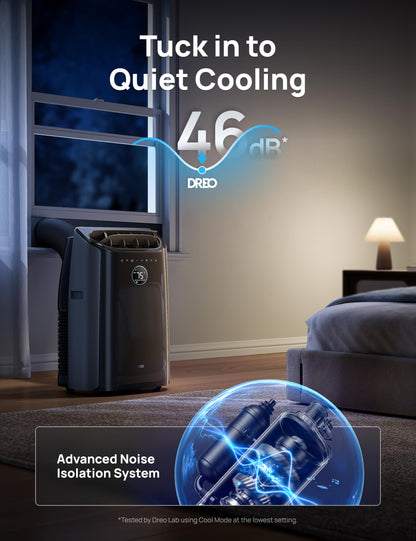 Dreo Portable Air Conditioners, 12,000 BTU AC Unit for Bedroom with Drainage-free Cooling, 46dB Quiet, APP/Voice/Remote, 24h Timer with Fan & Dehumidifier, Smart Air Conditioner for Room Indoors