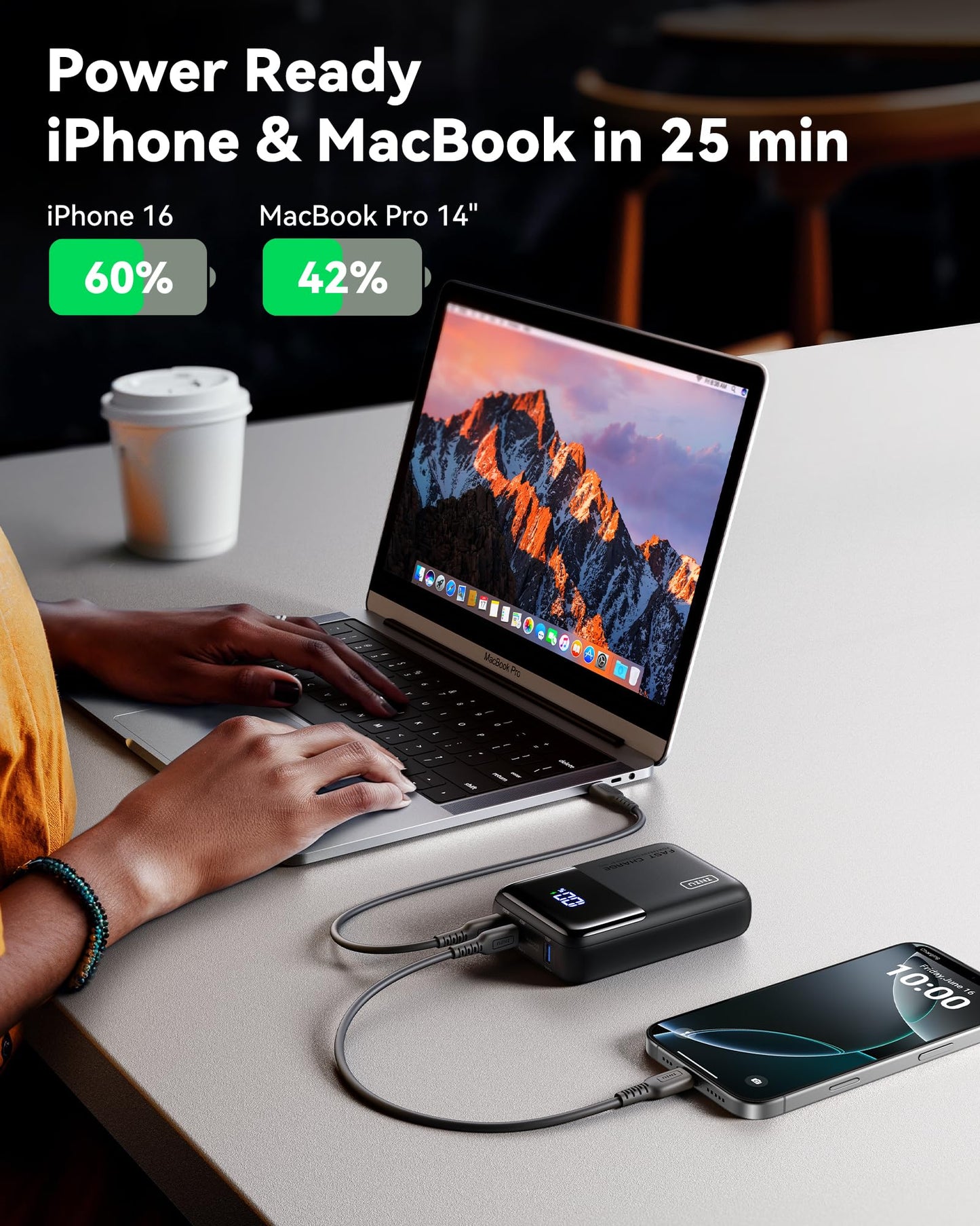 INIU Power Bank, 25000mAh 100W USB C Laptop Portable Charger, PD QC Fast Charging 3-Output Battery Pack, Travel Charger for Laptop MacBook iPad Tablet Steam Deck iPhone 16 15 14 Pro Samsung S22 etc