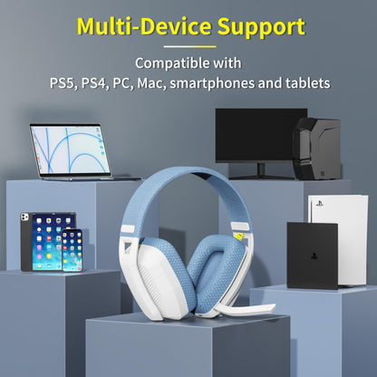 BINNUNE Wireless Gaming Headset with Mic for PS5, PS4, PC, Mac, Wireless Headphones, 2.4GHz Bluetooth Gaming Headset, Headsets with Flip Mic for Laptop Computer, Black