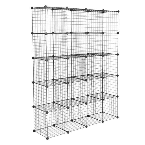 20-Cube Modular Storage Organizer – Durable Metal Grid Shelving Unit