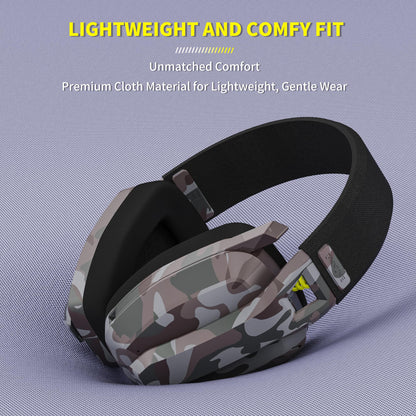 BINNUNE Wireless Gaming Headset with Mic for PS5, PS4, PC, Mac, Wireless Headphones, 2.4GHz Bluetooth Gaming Headset, Headsets with Flip Mic for Laptop Computer, Black