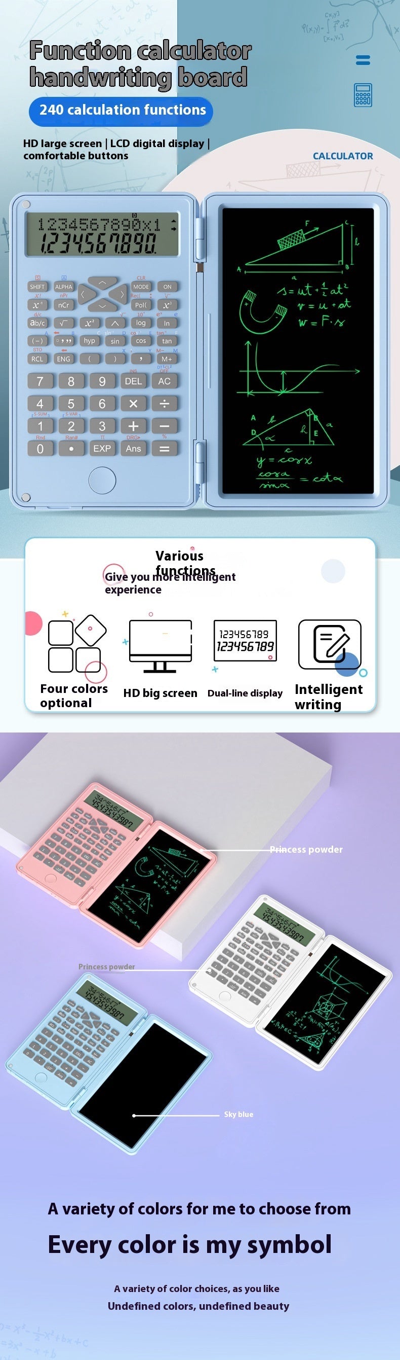 Nueva calculadora científica, calculadora de contabilidad, minitableta portátil especial, máquina de computación, tablero de escritura a mano, examen para estudiantes