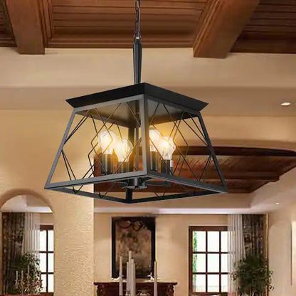 4-Light Black Farmhouse Chandelier for Dining Room (Bulbs Not Included)