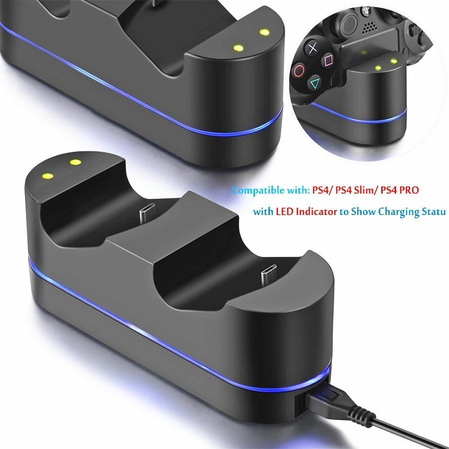 Dual USB Charging Dock Station Stand for PS4 Controllers - Playstation 4 Charger Kit