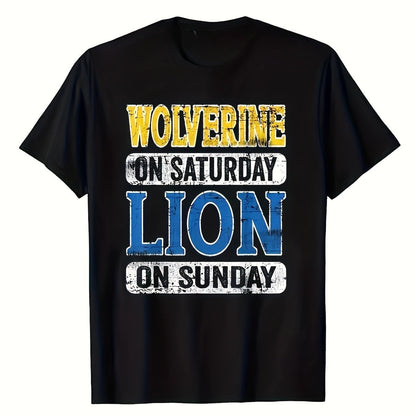 Wolverine Saturday Lion Sunday Detroit Graphic T-Shirt