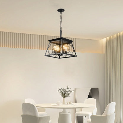 4-Light Black Farmhouse Chandelier for Dining Room (Bulbs Not Included)