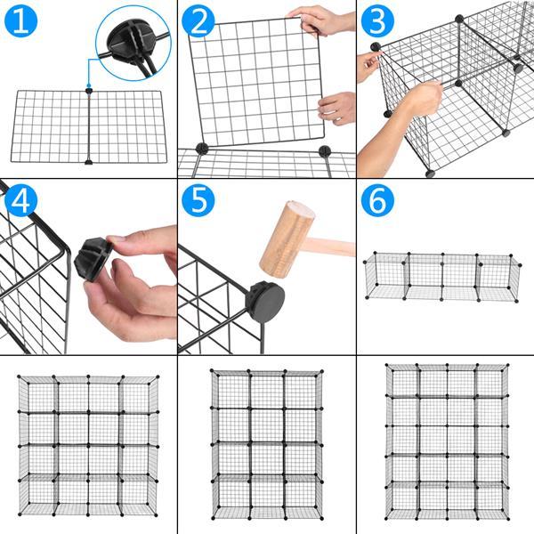 20-Cube Modular Storage Organizer – Durable Metal Grid Shelving Unit