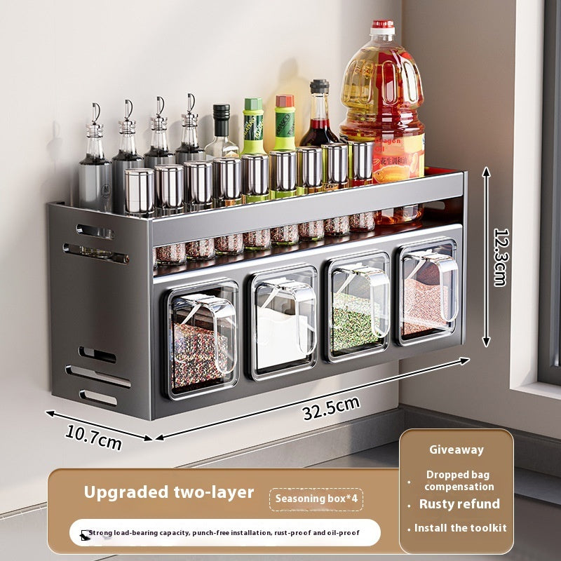 Wall-Mounted Multi-Functional Spice Rack (Punch-Free)