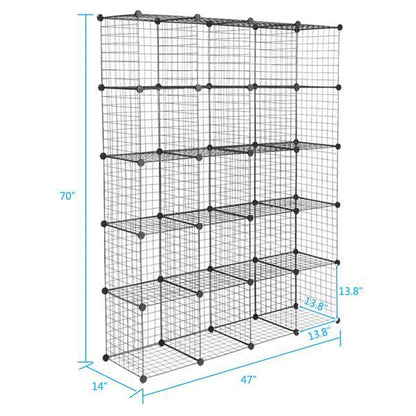 20-Cube Modular Storage Organizer – Durable Metal Grid Shelving Unit