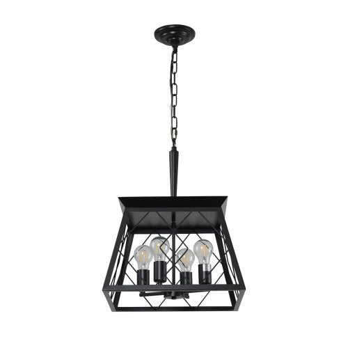 4-Light Black Farmhouse Chandelier for Dining Room (Bulbs Not Included)