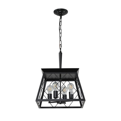 4-Light Black Farmhouse Chandelier for Dining Room (Bulbs Not Included)