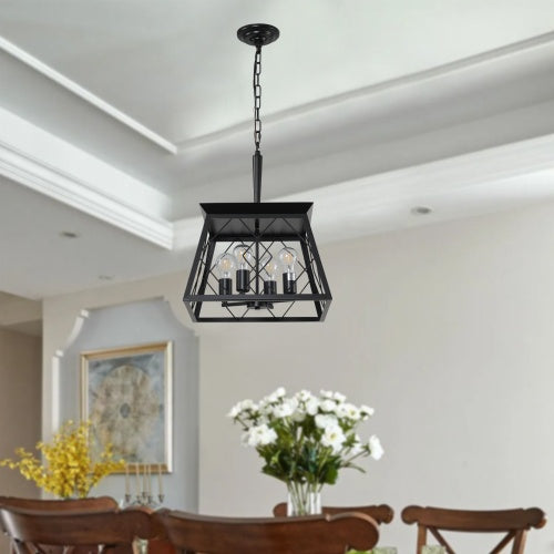 4-Light Black Farmhouse Chandelier for Dining Room (Bulbs Not Included)