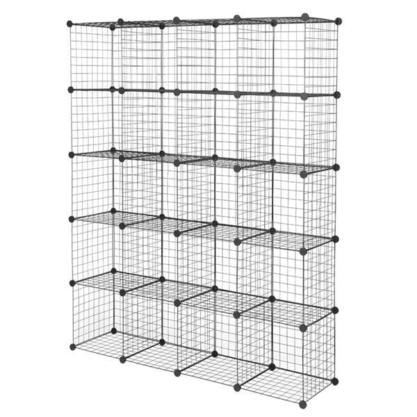 20-Cube Modular Storage Organizer – Durable Metal Grid Shelving Unit