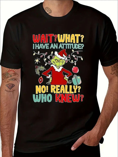 Grinch Attitude Printed Short Sleeve Tee – Fun & Stylish