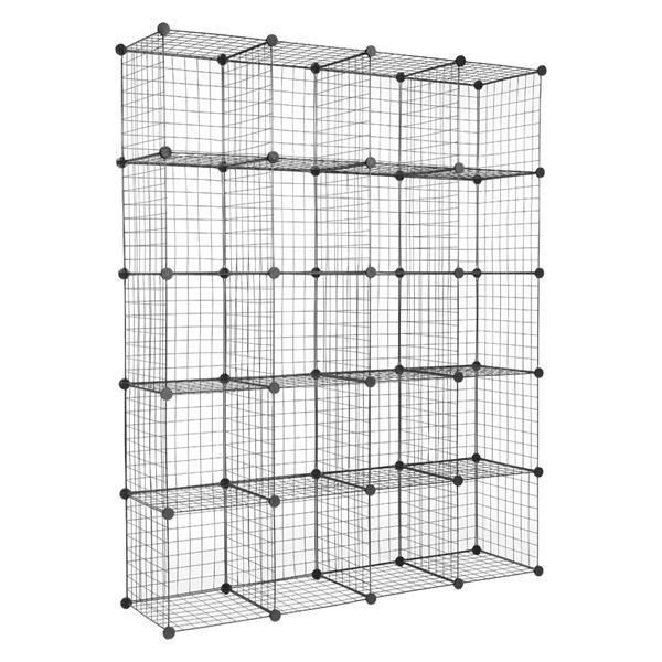 20-Cube Modular Storage Organizer – Durable Metal Grid Shelving Unit