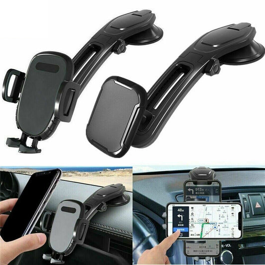 360° Rotatable Car Phone Mount - Adjustable Dashboard Holder for GPS & Smartphones