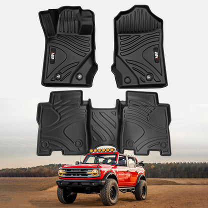 MKR 3D TPE All-Weather Floor Mats Full Set for 2021–2023 Ford Bronco – Interior Car Accessories