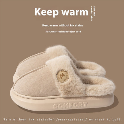 Women's Winter Plush Slippers - Warm, Fleece, Indoor, Thick-Soled